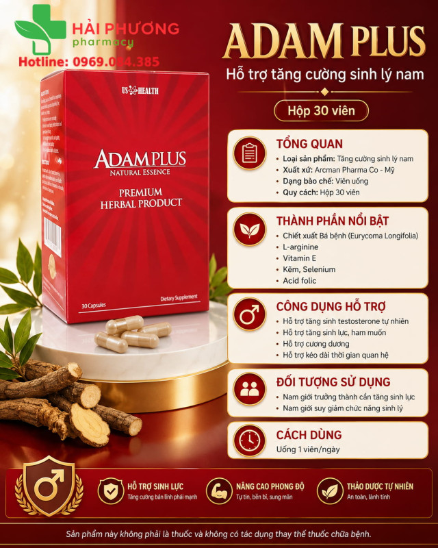 Adam Plus giúp mãn dục sớm ở nam giới