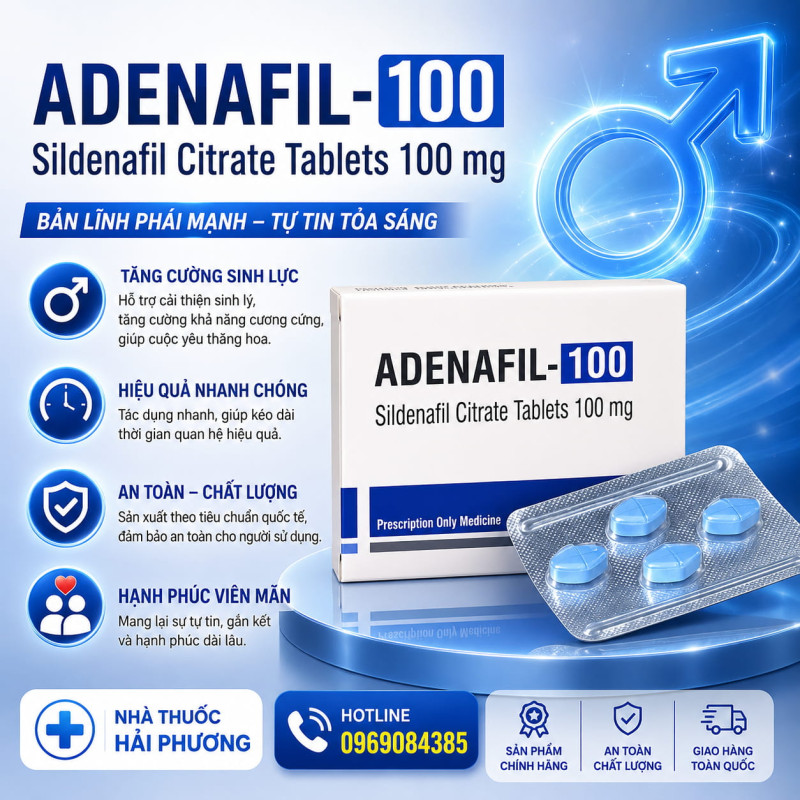 Mua thuốc Adenafil 100 chinh hãng tại Nhà thuốc Hải Phương