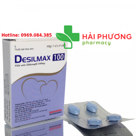 Desilmax 100 Điều Trị Rối Loạn Cương Dương, Sildenafil 100mg Vỉ 4 Viên