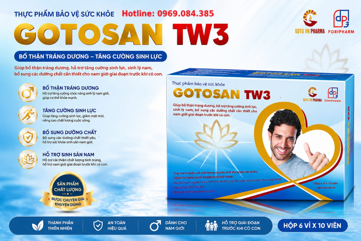 Gotosan tw3 hỗ trợ tăng cường sinh lý nam bổ sung dưỡng chất giai đoạn trước khi có con