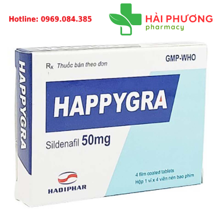 Thuốc Happygra 50mg (Hộp 4 viên) – Hỗ trợ rối loạn cương dương