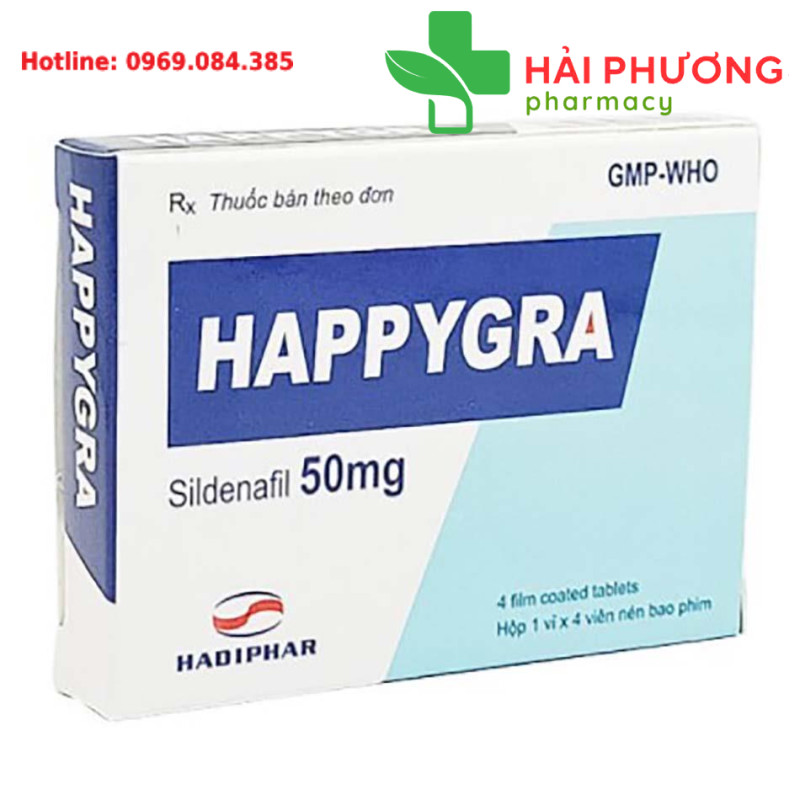 Thuốc Happygra 50mg có công dụng điều trị rối loạn cương dương kéo dài sự cương cứng của cậu nhỏ