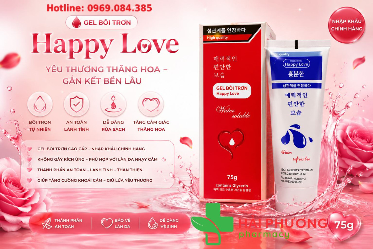 Gel bôi trơn Happy Love gốc nước kéo dài thời gian quan hệ