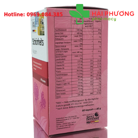 Tinh dầu hoa anh thảo Schönheits Kapseln (Hộp 60 viên) – Hỗ trợ cân bằng nội tiết tố nữ