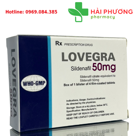 Thuốc Lovegra 50mg (Hộp 4 viên) – Hỗ trợ rối loạn cương dương