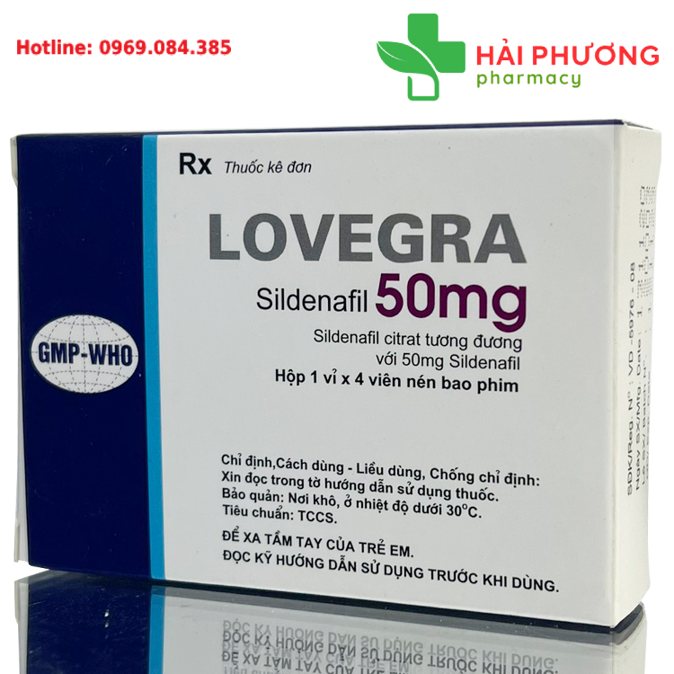 Thuốc Lovegra chứa thành phần hoạt chất Sildenafil dùng để điều trị rối loạn cương dương