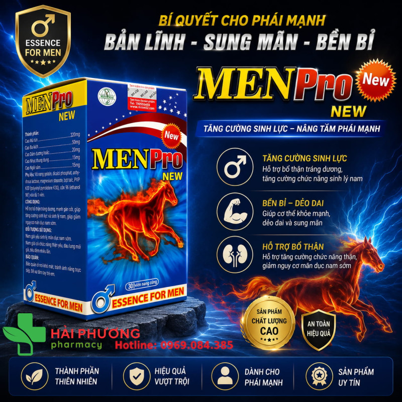 Menpro New dùng cho nam giới yếu sinh lý mãn dục sớm đau lưng mỏi gối tiểu đêm nhiều lần