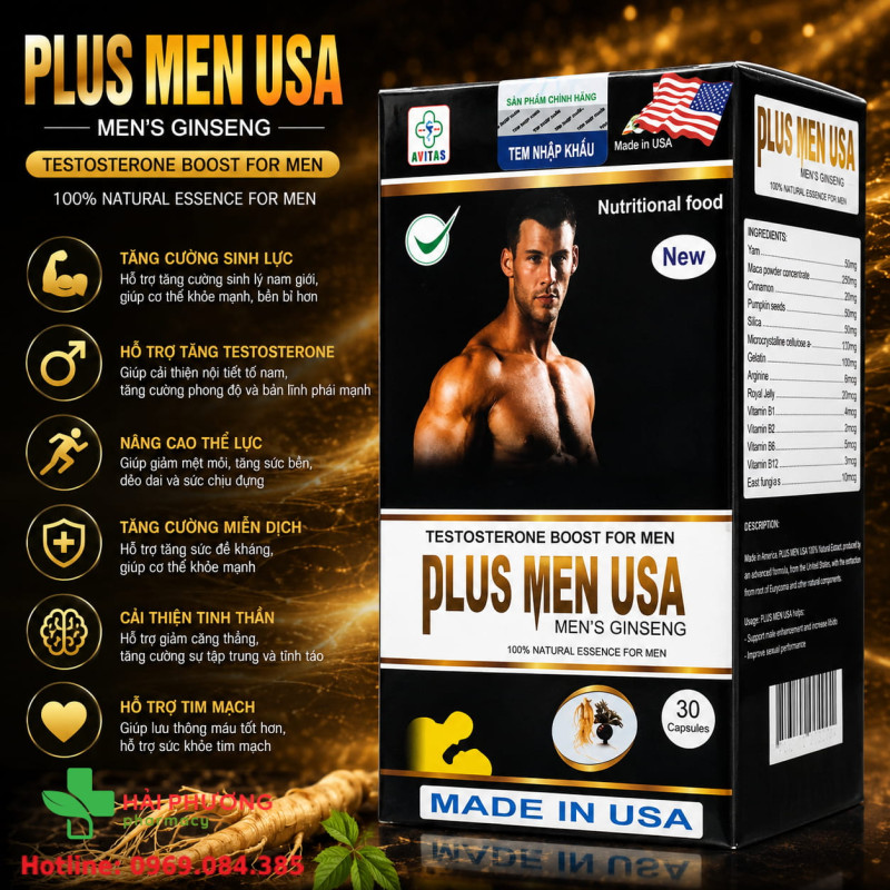 Plus Men USA đang được bán chính hãng tại Nhà thuốc Hải Phương