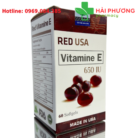 Red USA Vitamin E 650IU (Hộp 60 viên) – Bổ sung vitamin E, chống oxy hóa