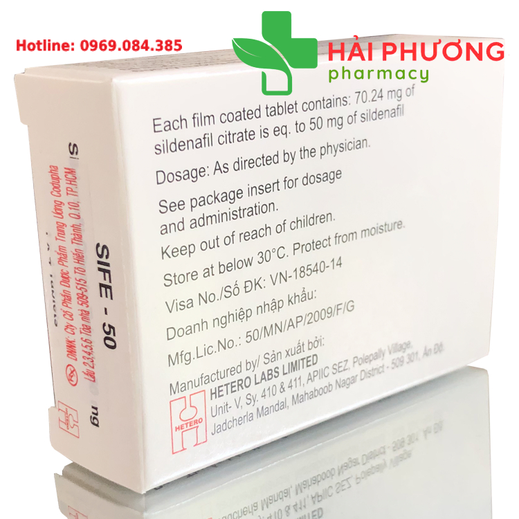 Thuốc Sife 50mg chưa sildenafil 50mg giúp kéo dài thời gian quan hệ
