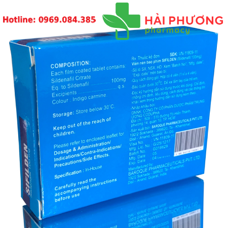 Thuốc Sifilden 100mg (Hộp 4 viên) – Hỗ trợ rối loạn cương dương
