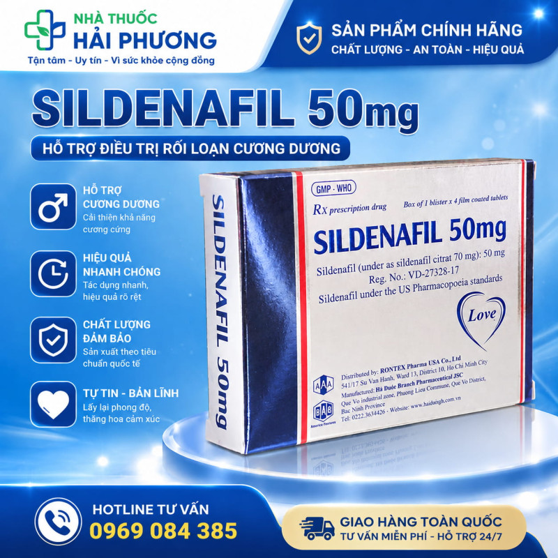 Mua thuốc Sildenafil 50mg chính hãng tại Nhà thuốc Hải Phương