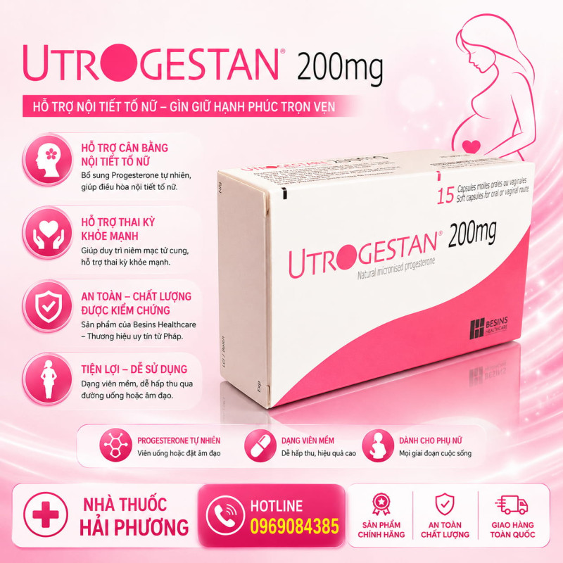 Mua thuốc Utrogestan 200mg chính hãng tại Nhà thuốc Hải Phương