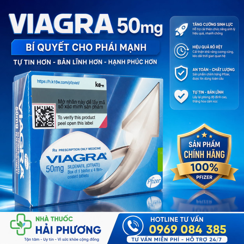 Mua thuốc Viagra 50mg chính hãng tại Nhà thuốc Hải Phương