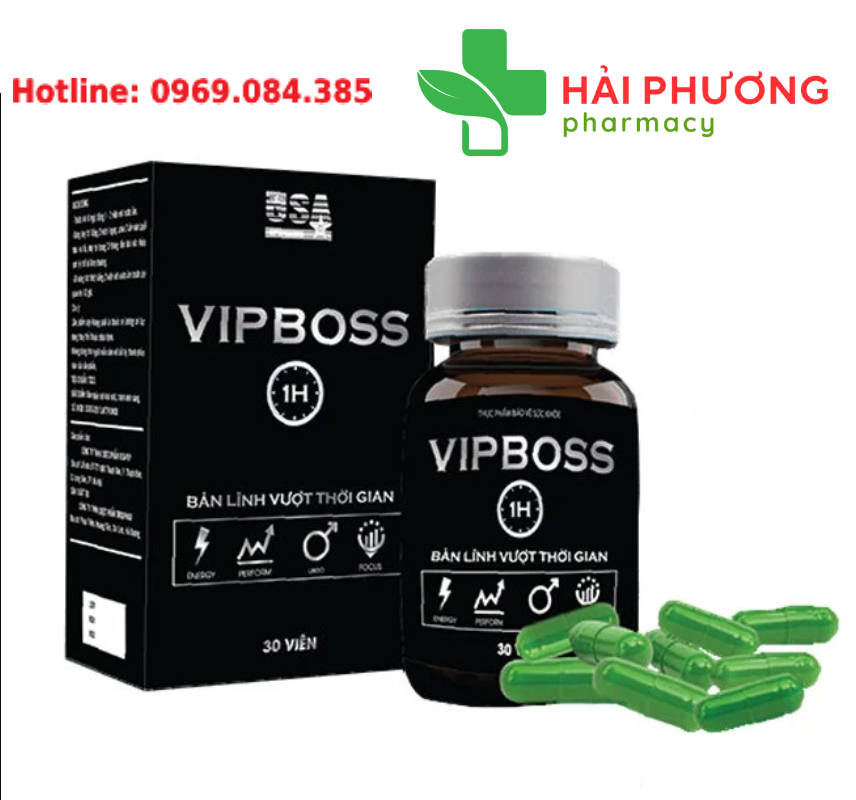 Vipboss 1H hộp 30 viên hỗ trợ sinh lực nam giới và tăng cường phong độ