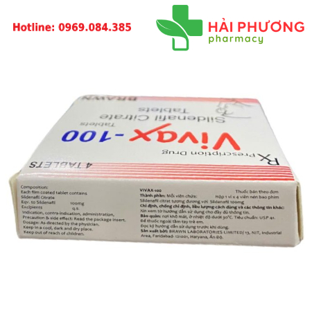 Thuốc Vivax 100mg (Hộp 4 viên) – Hỗ trợ rối loạn cương dương