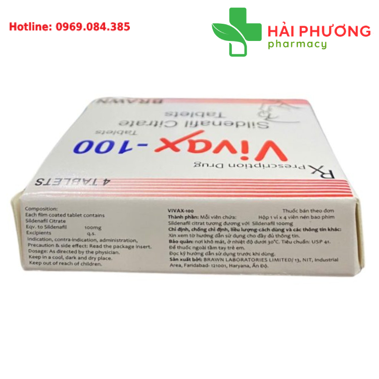 Thuốc Vivax 100 Brawn thường dùng trước khi quan hệ 30 phút đến 1 giờ