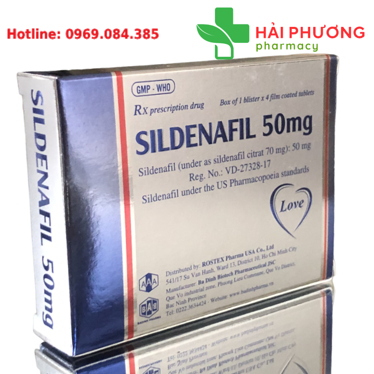 Thuốc Sildenafil 50mg đang được bán chính hãng tại Nhà thuốc Hải Phương