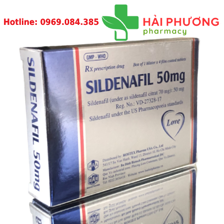 Thuốc Sildenafil 50mg (Hộp 4 viên) – Hỗ trợ rối loạn cương dương